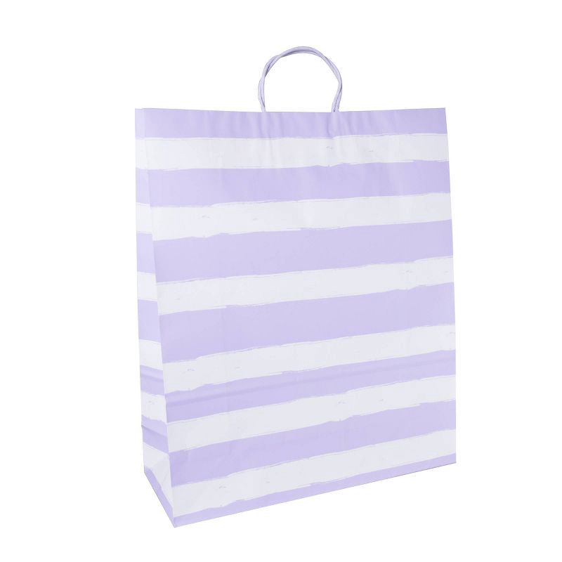 slide 1 of 1, XLarge Striped Gift Bags Purple - Spritz™: Jumbo Birthday & Baby Shower, Fashionable Rope Handle, Printed Pattern, 1 ct