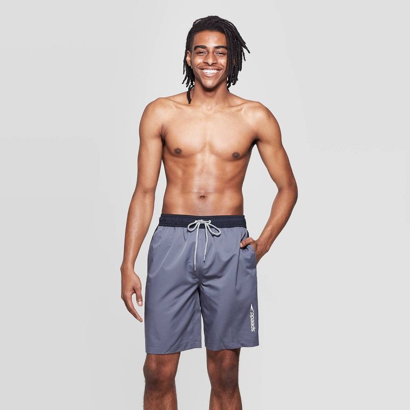 slide 2 of 3, Speedo Men's 9" Marina Long Volley Swim Trunks - Gray L, 1 ct