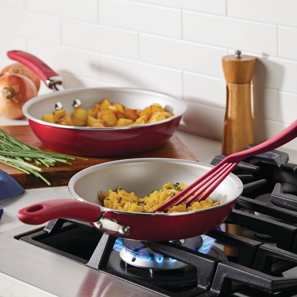 slide 4 of 4, Rachael Ray Create Delicious 2pc Aluminum Nonstick Skillets Red, 1 ct