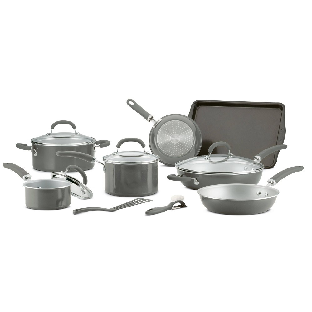 slide 7 of 9, Rachael Ray Create Delicious 13pc Aluminum Nonstick Cookware Set Gray, 1 ct