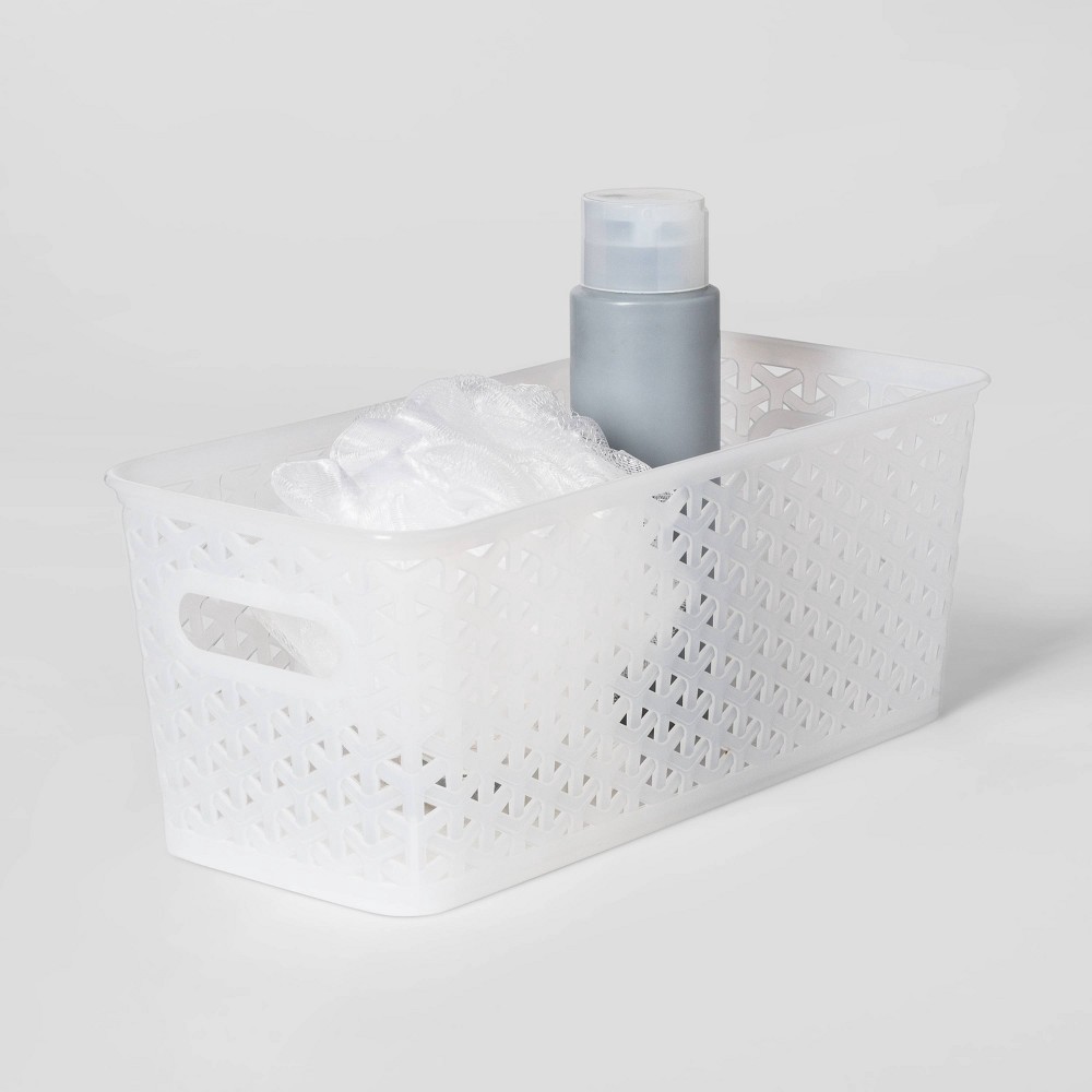 slide 2 of 3, Y-Weave Half Medium Decorative Storage Basket Translucent - Room Essentials, 1 ct