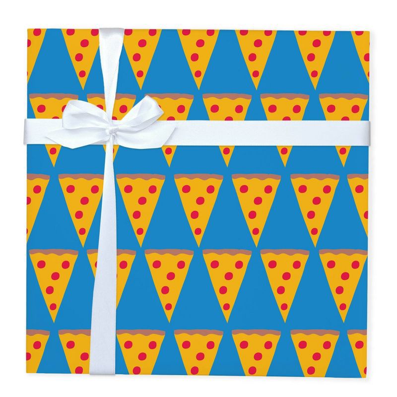 slide 2 of 2, Pizza Paper Gift Wrapping Paper Blue/Orange/Yellow - Spritz™, 1 ct