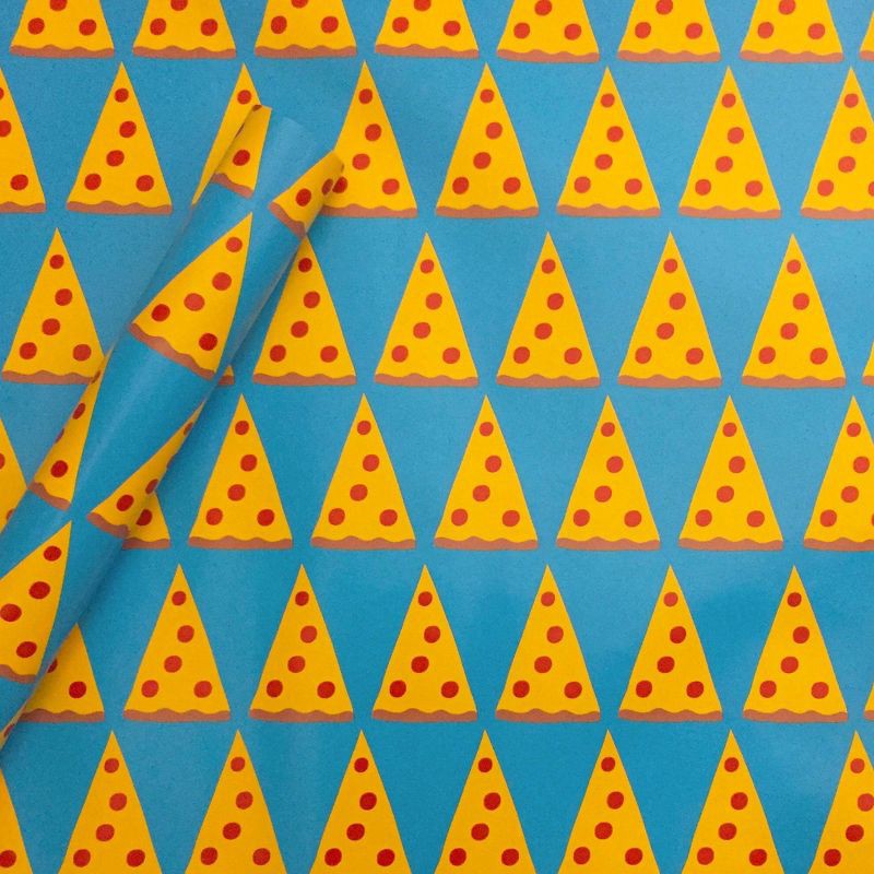 slide 1 of 2, Pizza Paper Gift Wrapping Paper Blue/Orange/Yellow - Spritz™, 1 ct