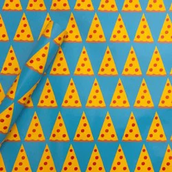 Pizza Paper Gift Wrapping Paper Blue/Orange/Yellow - Spritz™: Boys Birthday Food Theme, 96" x 30"