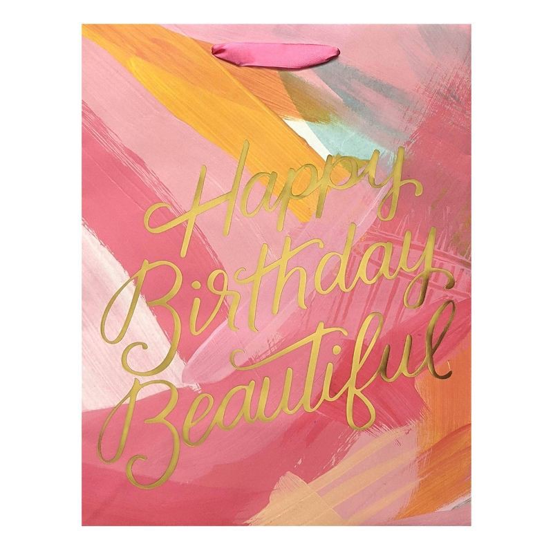 slide 2 of 2, "Happy Birthday Beautiful" Medium Gift Bag - Spritz™, 1 ct