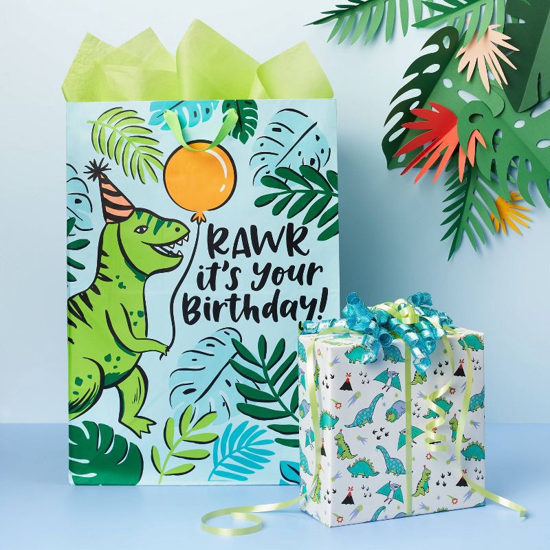 slide 2 of 3, XLarge Dinosaur Print Gift Bag - Spritz™, 1 ct