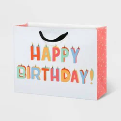 Medium Candles Print Gift Bag - Spritz™: Multicolor Typography for All Occasions, 10" x 12.75" x 5"