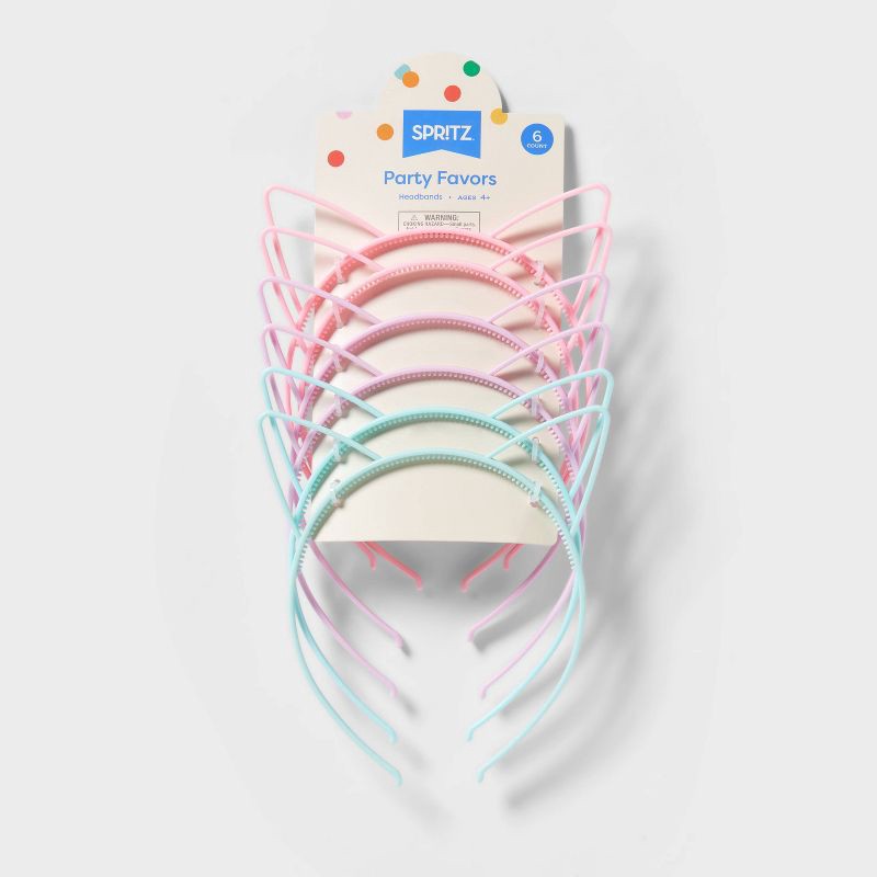 slide 3 of 3, 6ct Party Headband Pink/Purple/Green - Spritz™: Wearable Party Accessories, Birthday Supplies, Favor Headbands, 6 ct