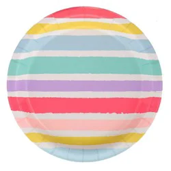 8.5" 20ct Striped Dinner Paper Plates - Spritz