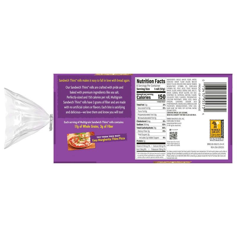 slide 6 of 9, Brownberry Multigrain Sandwich Thins - 12oz, 12 oz