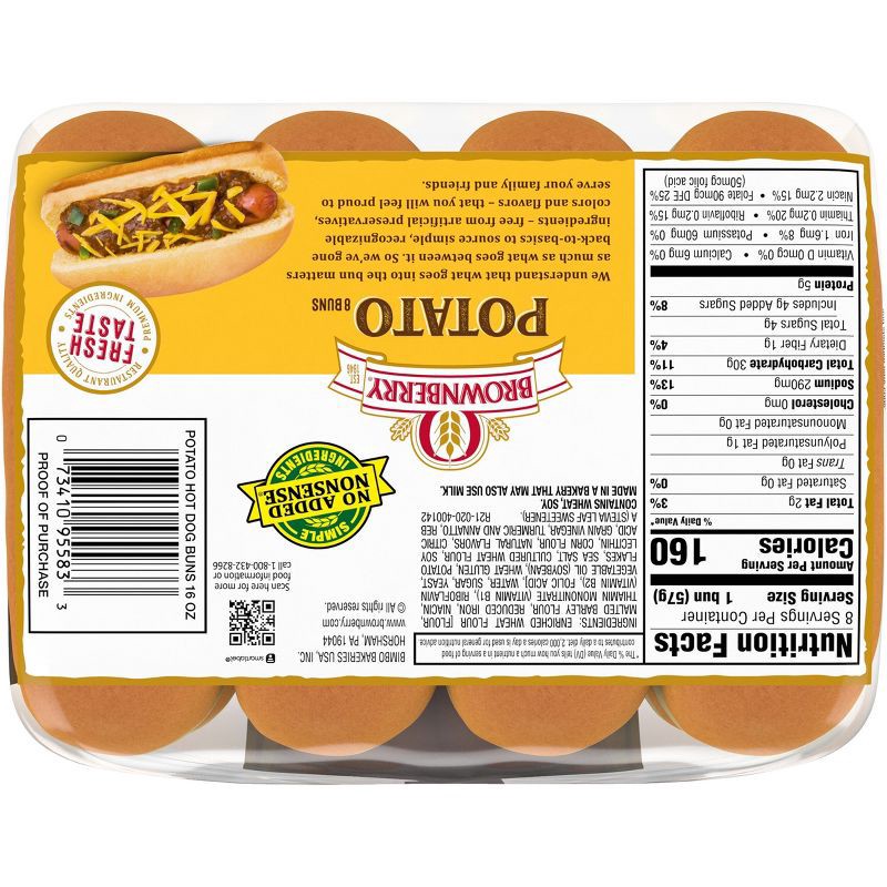 slide 12 of 13, Brownberry Potato Hot Dog Buns - 1lbs, 1 lb