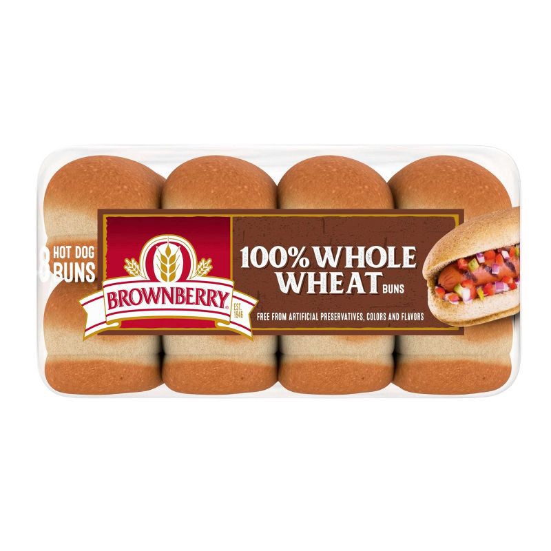 slide 5 of 8, Brownberry Wheat Hot Dog Buns - 454g, 454 gram