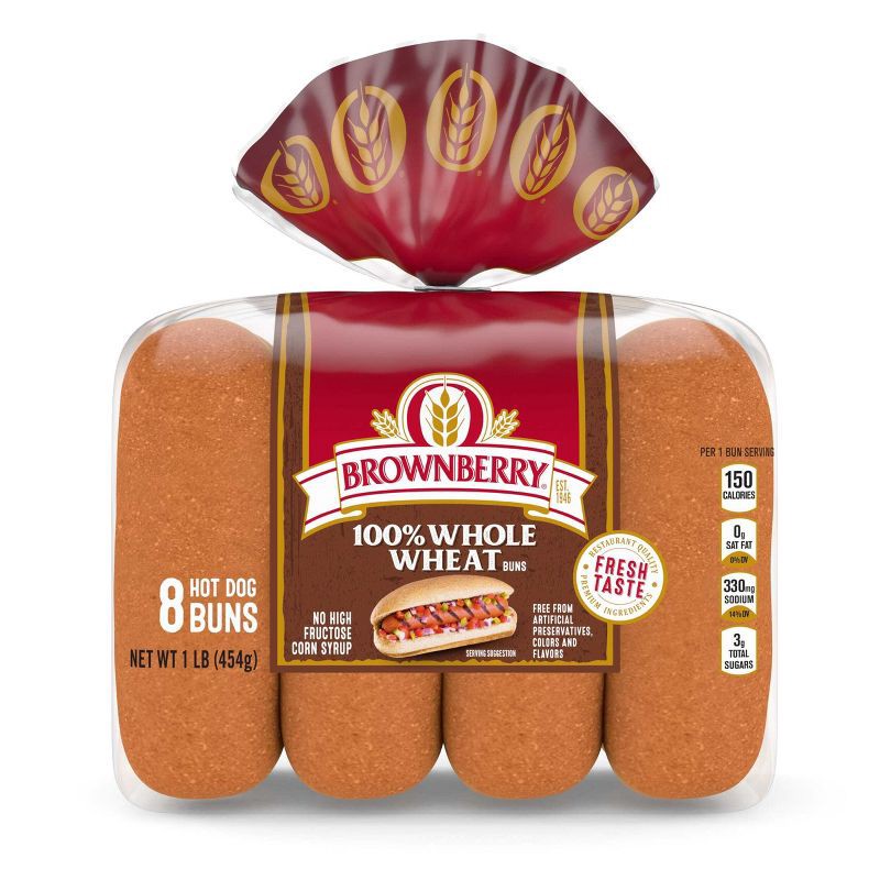 slide 7 of 8, Brownberry Wheat Hot Dog Buns - 454g, 454 gram
