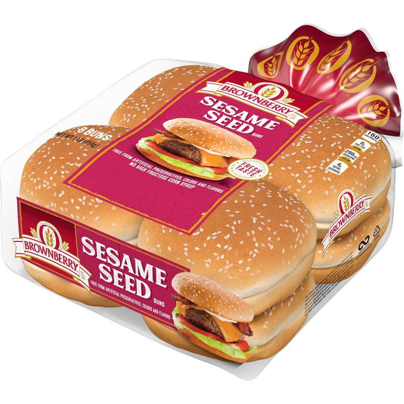 slide 4 of 8, Brownberry Sesame Seed Buns - 16oz, 16 oz