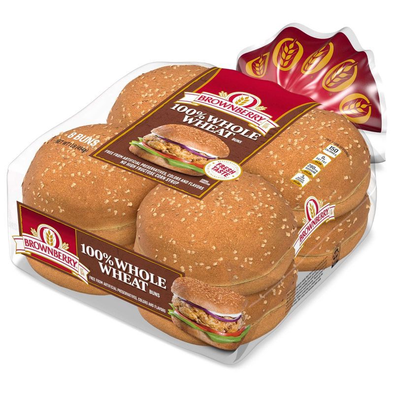 slide 2 of 9, Brownberry 100% Whole Wheat Hamburger Buns - 16oz, 16 oz