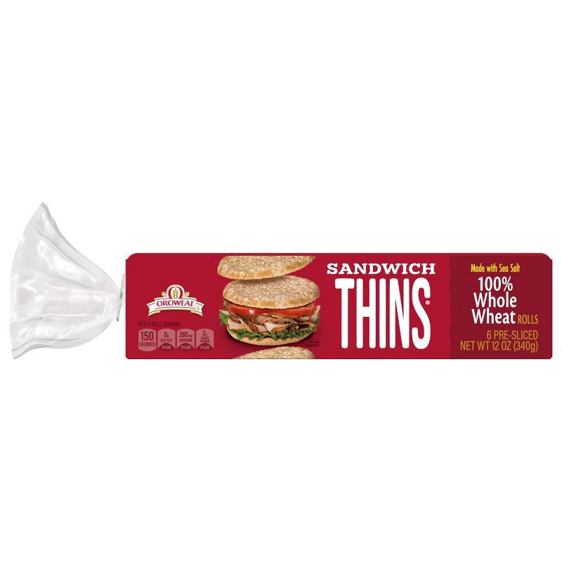 slide 8 of 8, Oroweat 100% Whole Wheat Thins - 12oz, 12 oz