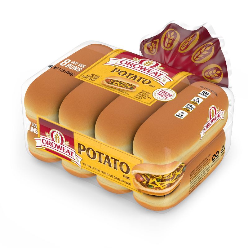 slide 6 of 12, Oroweat Potato Hot Dog Buns - 16oz, 16 oz