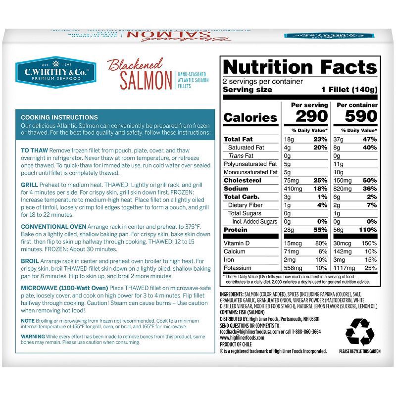 slide 3 of 10, C. Wirthy & Co. Blackened Hand-Seasoned Atlantic Salmon Fillets - Frozen - 10oz, 10 oz