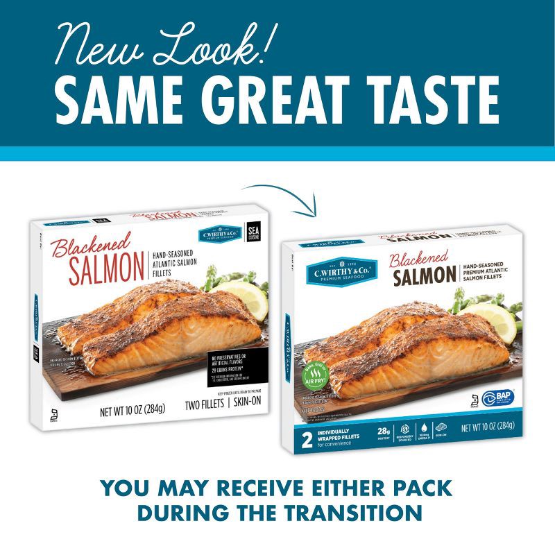 slide 10 of 10, C. Wirthy & Co. Blackened Hand-Seasoned Atlantic Salmon Fillets - Frozen - 10oz, 10 oz