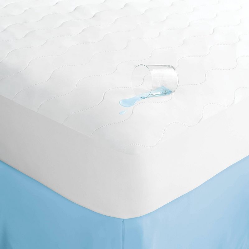 slide 3 of 3, Queen Machine Washable Cooling Waterproof Quilted Mattress Pad - Room Essentials™: Hypoallergenic, Fits 15" Depth, 1 ct