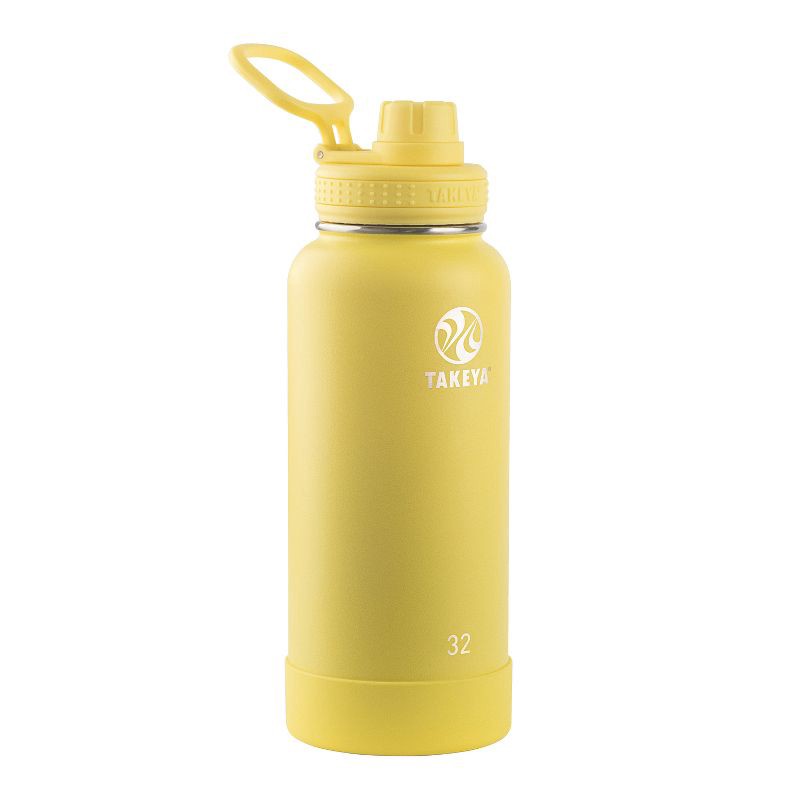 slide 1 of 5, Takeya 32oz Actives Insulated Stainless Steel Water Bottle with Spout Lid - Light Yellow, 1 ct