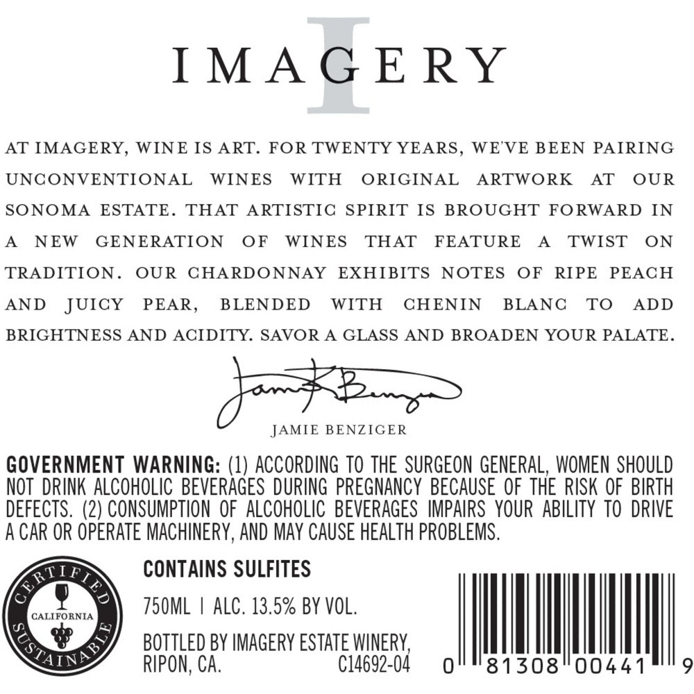 slide 4 of 5, Imagery Chardonnay White Wine - 750ml Bottle, 750 ml