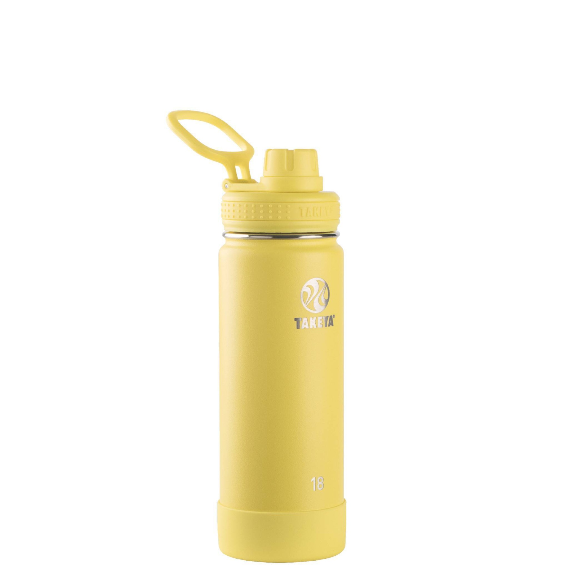 slide 1 of 5, Takeya 18oz Actives Insulated Stainless Steel Water Bottle with Spout Lid - Light Yellow, 1 ct