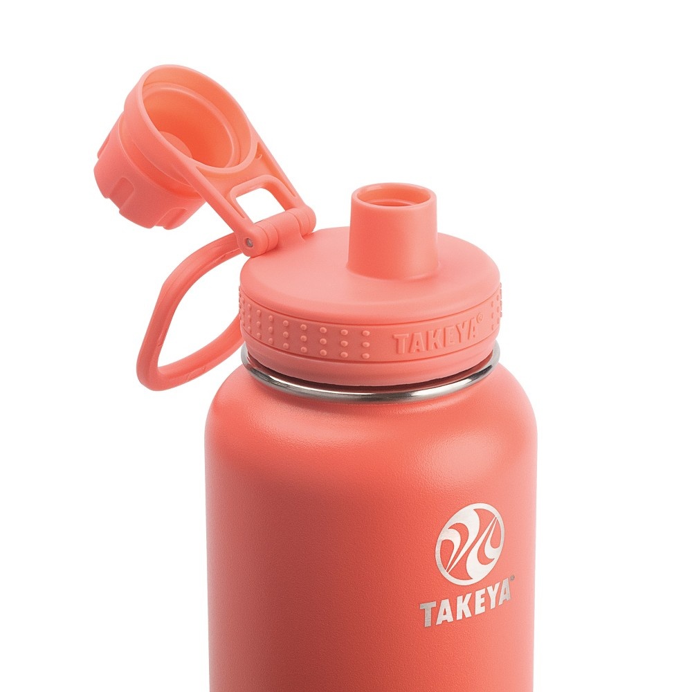 slide 2 of 5, Takeya 32oz Actives Insulated Stainless Steel Water Bottle with Spout Lid - Coral, 1 ct
