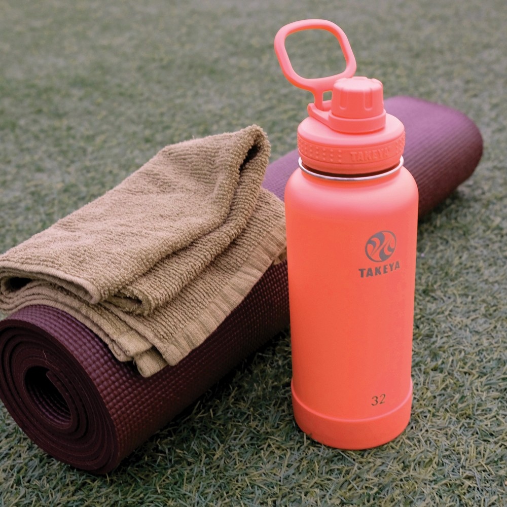 slide 5 of 5, Takeya 32oz Actives Insulated Stainless Steel Water Bottle with Spout Lid - Coral, 1 ct