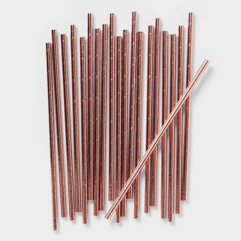 slide 1 of 3, 20ct Paper Straws Rose gold - Spritz™, 20 ct