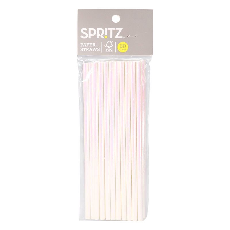 slide 2 of 2, 20ct Iridescent Paper Straws - Spritz™, 20 ct