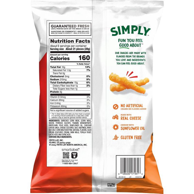 slide 2 of 9, Cheetos Simply Crunchy White Cheddar Puffed Snacks - 8.5oz, 8.5 oz