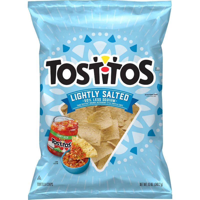 slide 1 of 8, Tostitos Lightly Salted Restaurant Style Tortilla Chips - 12oz: Gluten-Free, No Added MSG, 12 oz