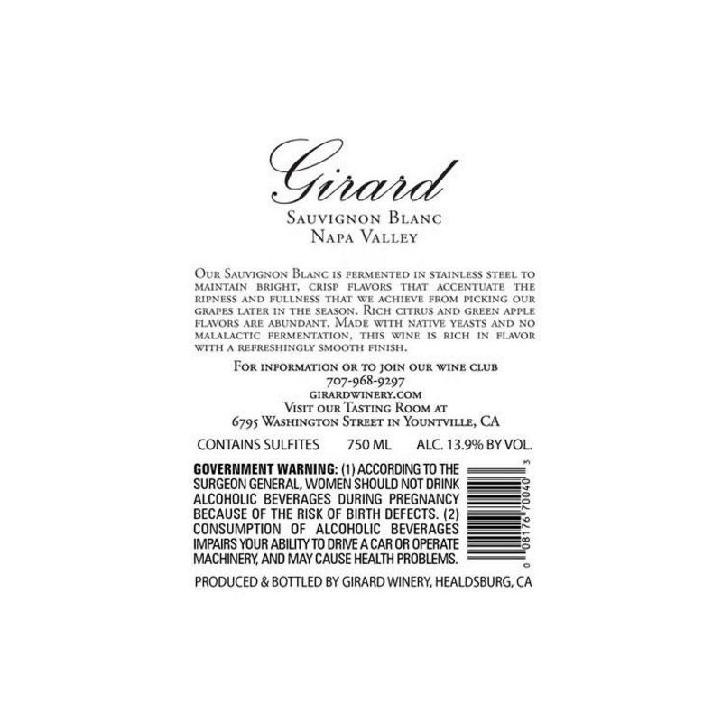 slide 4 of 4, Girard Sauvignon Blanc White Wine - 750ml Bottle, 750 ml