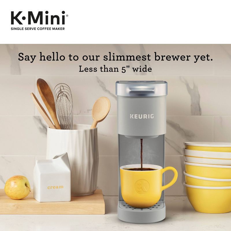 slide 3 of 11, Keurig K-Mini Single-Serve K-Cup Pod Coffee Maker - Gray: Compact, 12 oz Capacity, Automatic Shut-Off, Cord Storage, 1 ct