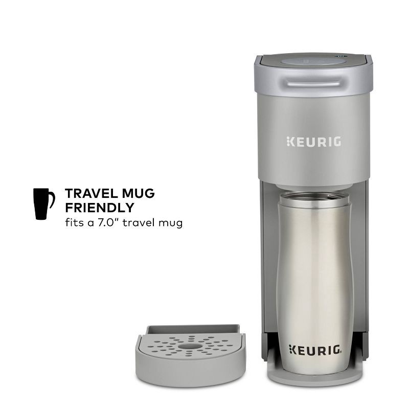 slide 6 of 11, Keurig K-Mini Single-Serve K-Cup Pod Coffee Maker - Gray: Compact, 12 oz Capacity, Automatic Shut-Off, Cord Storage, 1 ct