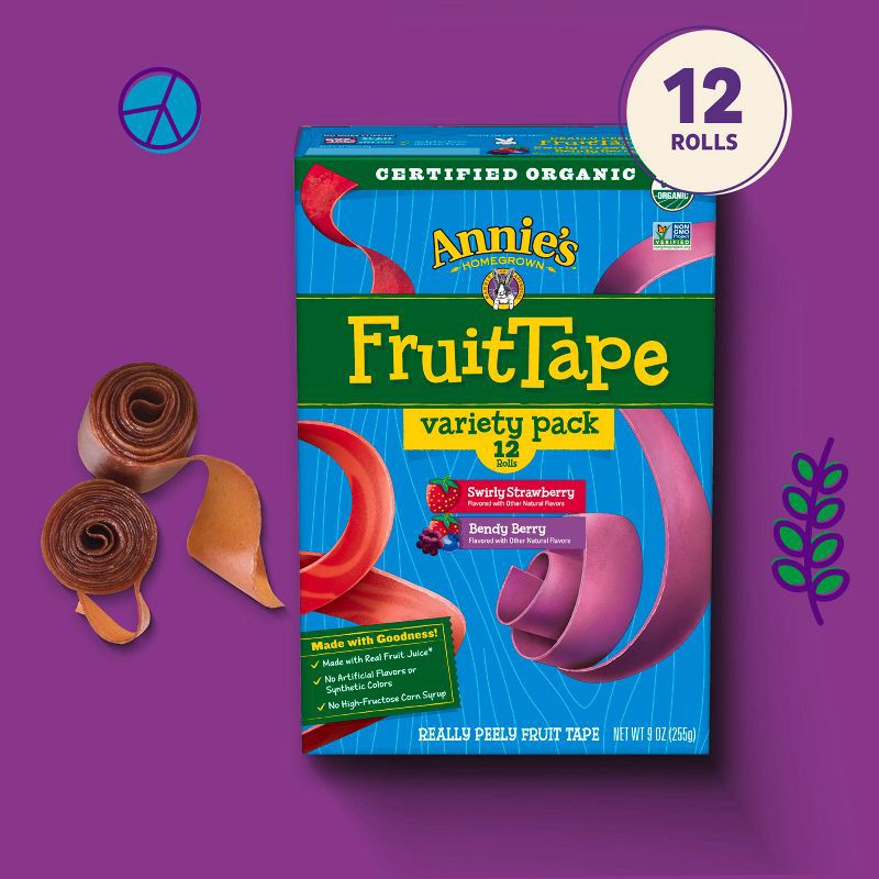 slide 5 of 7, Annie's Fruit Tape Variety Pack Fruit Snacks – 12ct, 12 ct
