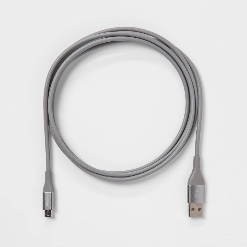 slide 2 of 3, 6' Micro-USB to USB-A Round Cable - heyday™ Cool Gray/Silver, 1 ct