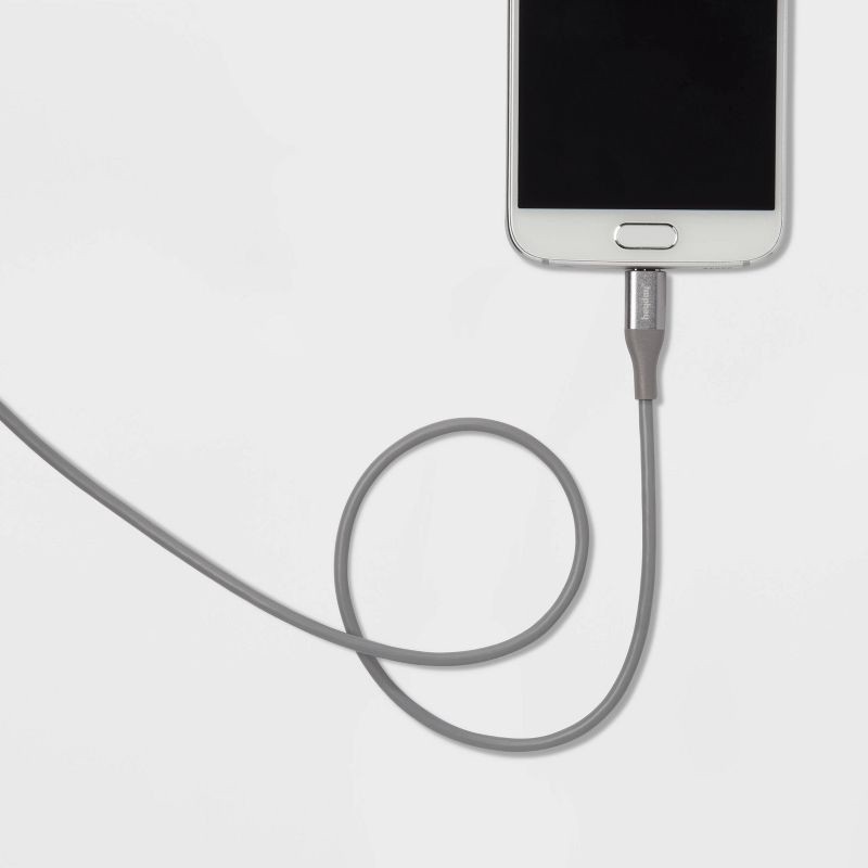 slide 3 of 3, 6' Micro-USB to USB-A Round Cable - heyday™ Cool Gray/Silver, 1 ct