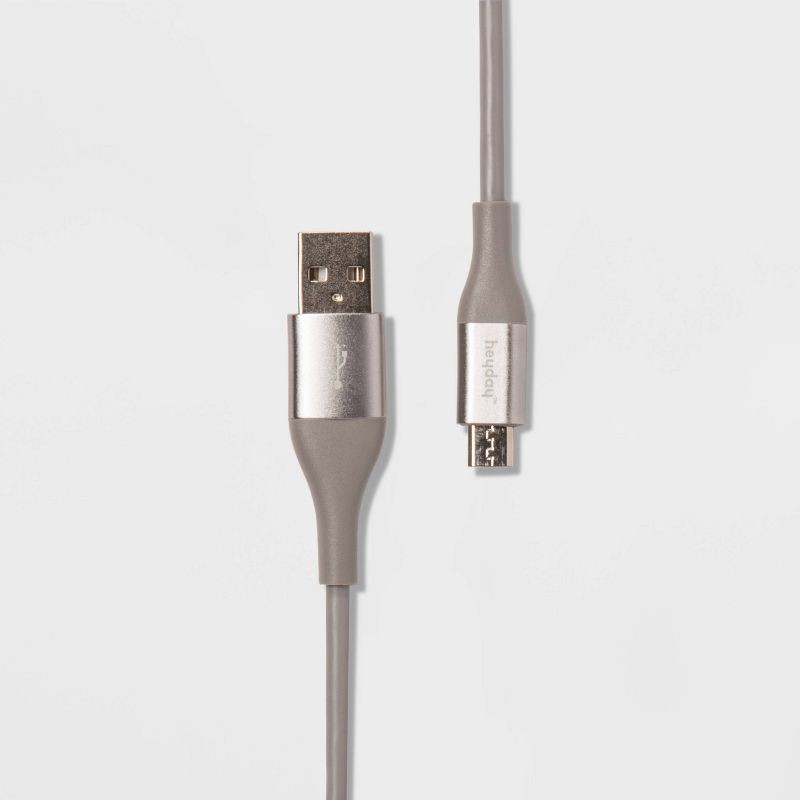 slide 1 of 3, 6' Micro-USB to USB-A Round Cable - heyday™ Cool Gray/Silver, 1 ct