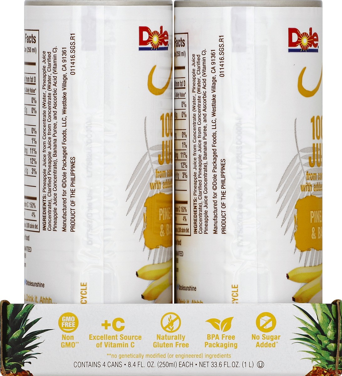 slide 3 of 4, Dole Jaya Pineapple & Banana 100% Juice, 4 ct; 8.4 fl oz