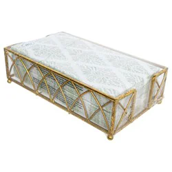 Boston International Soft Petals Lunch Napkins & Gold Caddy Set
