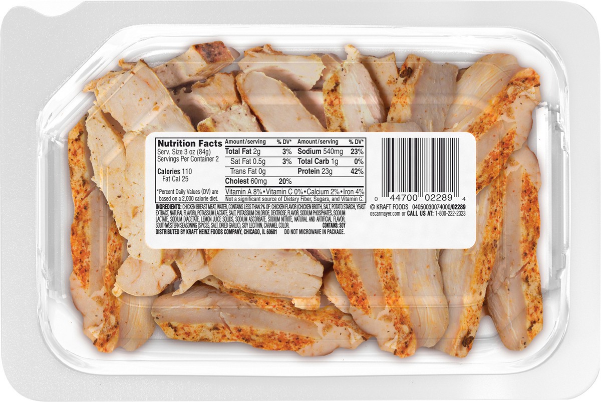 slide 8 of 9, Oscar Mayer Carving Board Southwestern Seasoned Grilled Chicken Breast Strips Lunch Meat, 6 oz. Tray, 6 oz