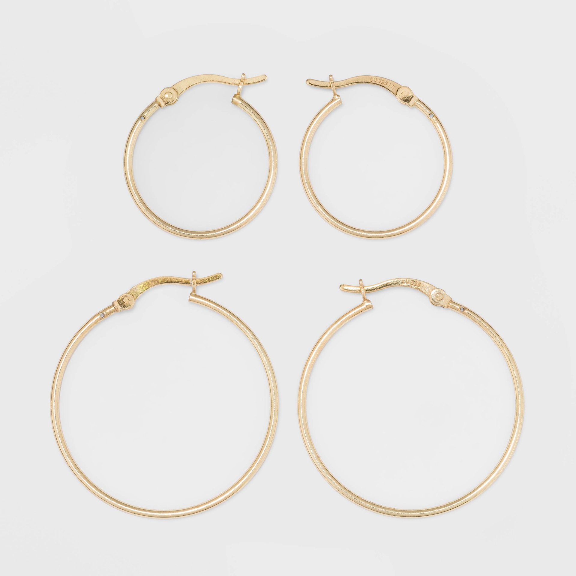 Gold Over Sterling Silver Thin Hoop Earring Set 2pc A New Day Gold 2