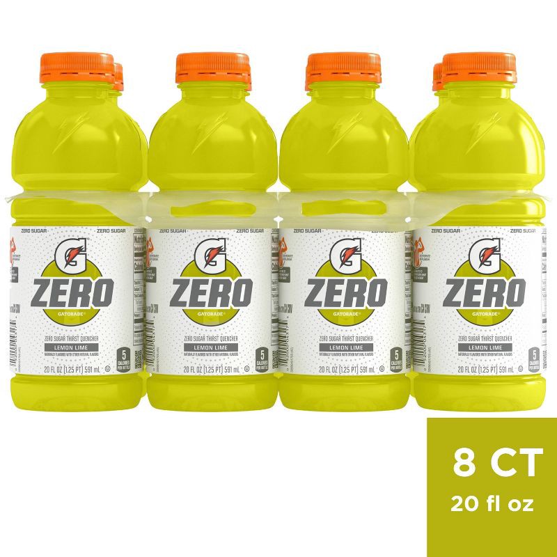 slide 1 of 5, Gatorade G Zero Lemon Lime Sports Drink - 8pk/20 fl oz Bottles, 8 ct; 20 fl oz