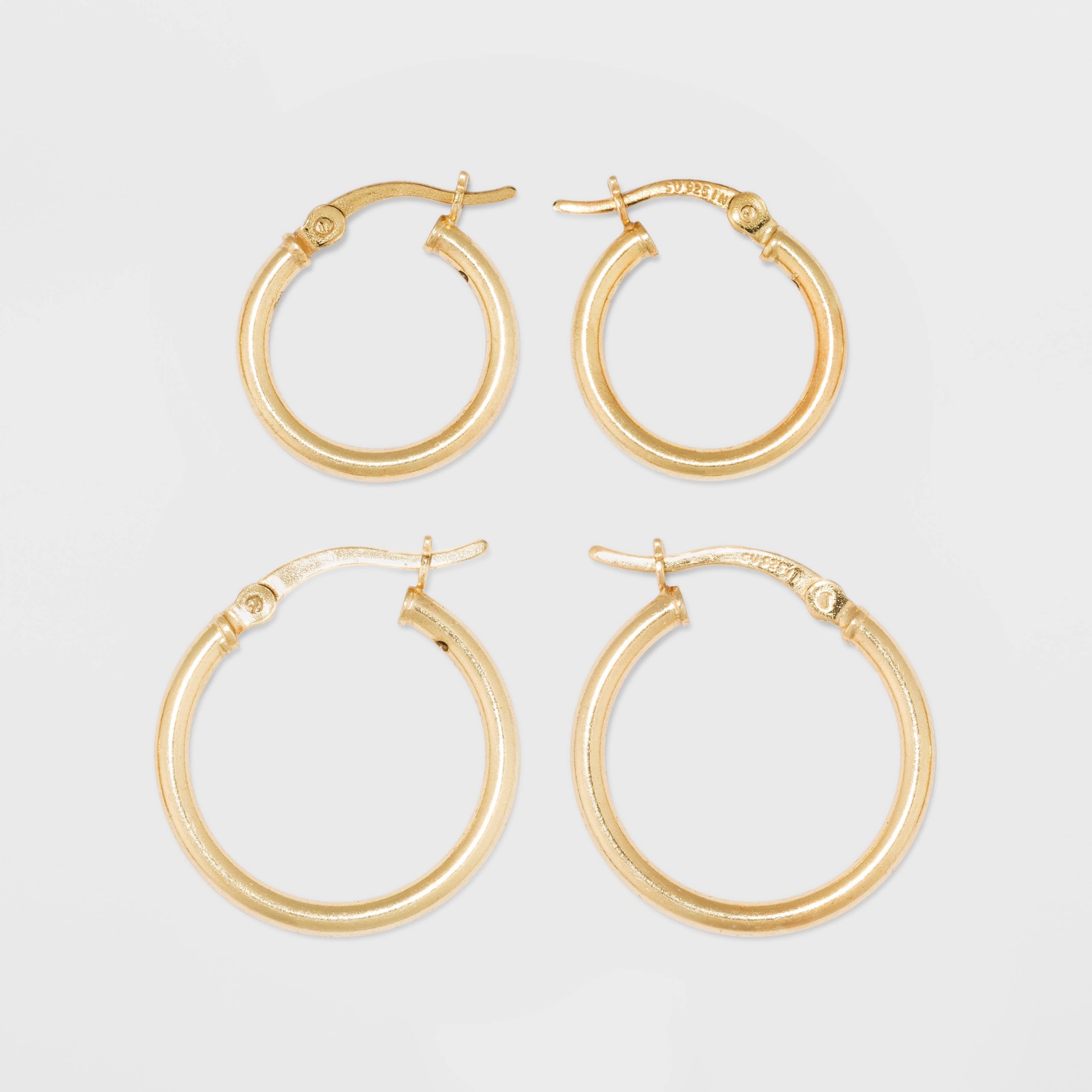 Gold Over Sterling Silver Thick Hoop Earring Set 2pc A New Day Gold 2