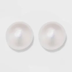 Sterling Silver Freshwater Pearl Stud Fine Jewelry Earrings - A New Day™ Silver/White: Polished Nickel-Free Metal, Post Closure