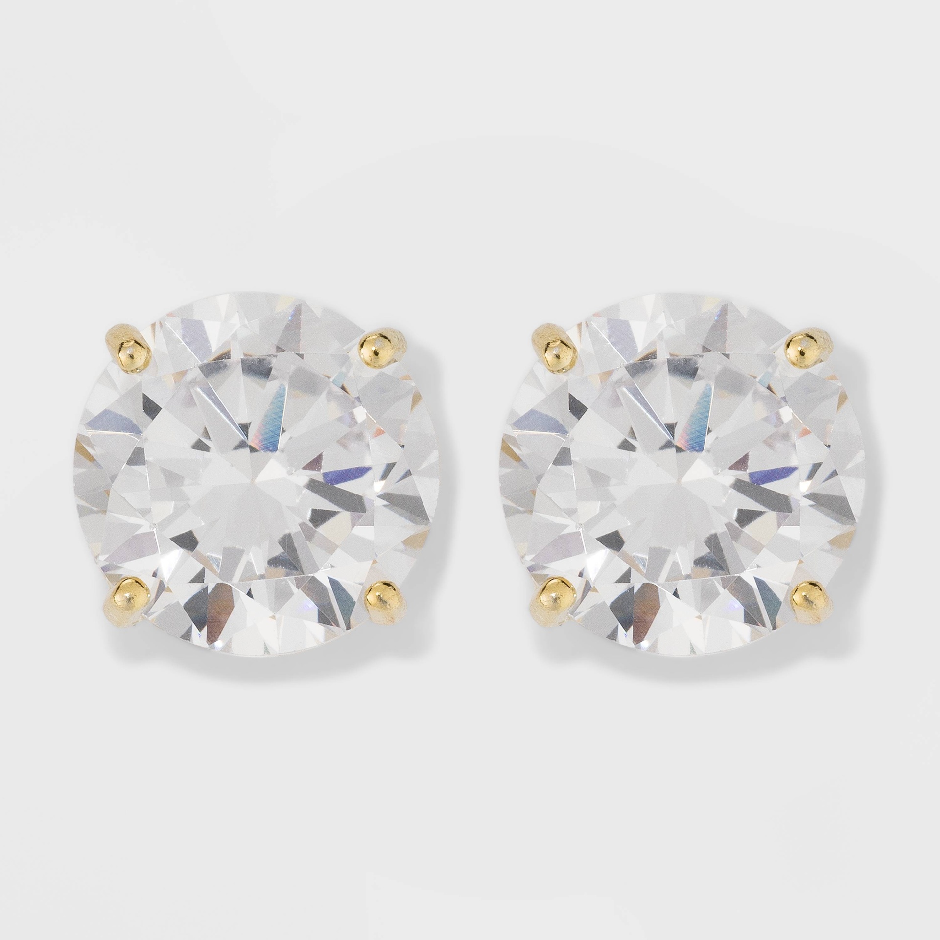 slide 1 of 3, Gold Over Sterling Silver Large Round Cubic Zirconia Stud Earrings - A New Day Gold/Clear, 1 ct