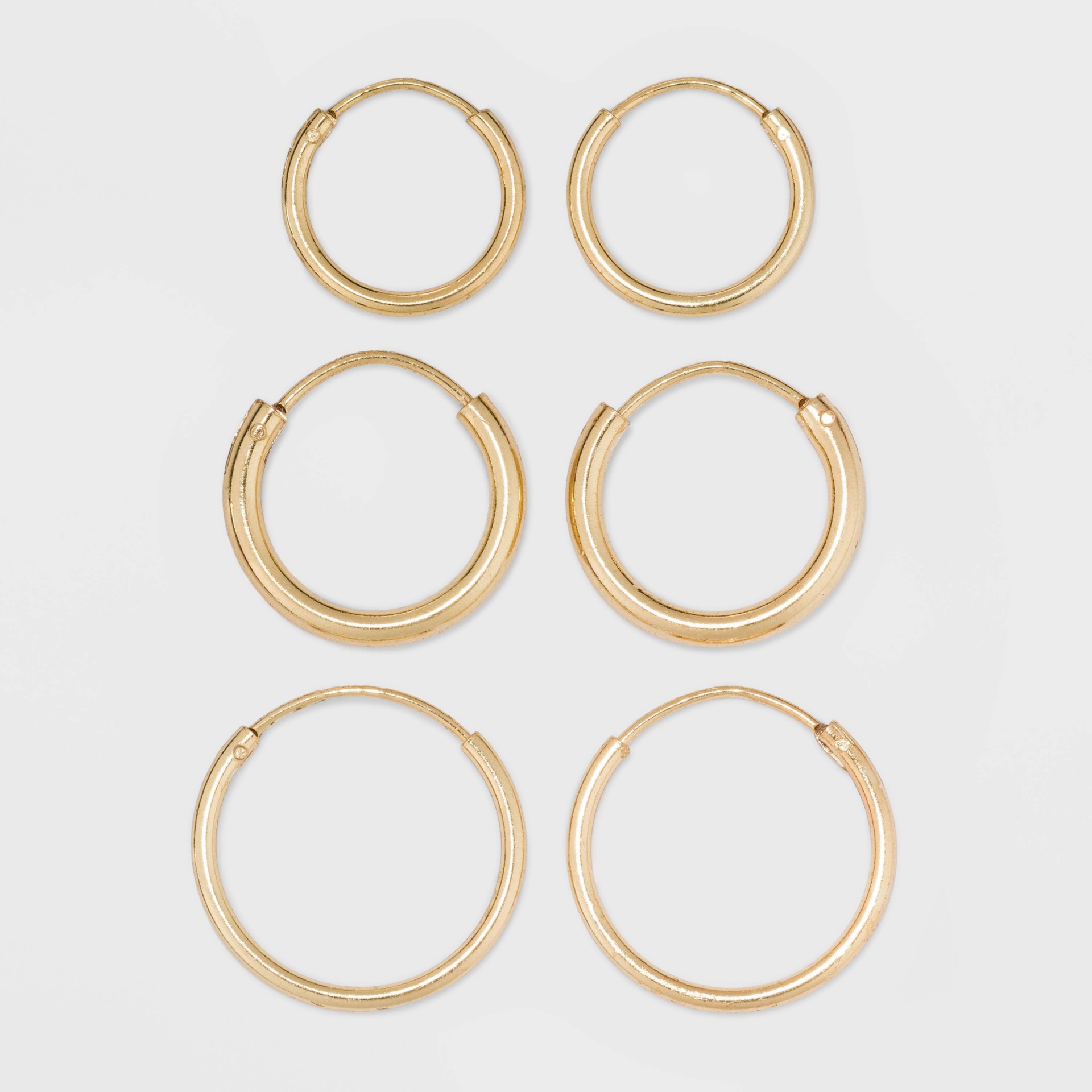 slide 1 of 3, Gold Over Sterling Silver Endless Hoop Fine Jewelry Earring Set 3pc - A New Day Gold, 3 ct