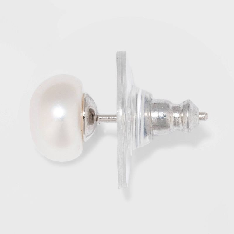 slide 2 of 3, Freshwater Pearl Sterling Silver Stud Fine Jewelry Earrings 2pc - A New Day™ Silver/White: Tarnish-Resistant, Nickel-Free, 2 ct